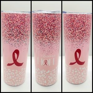 I Choose Hope // Breast Cancer Awareness Ribbon Glitter Sublimated Tumbler RTS